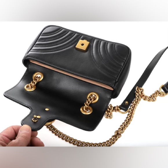 Gucci GG Black Leather Marmont Crossbody Shoulder Bag - Picture 3 of 12